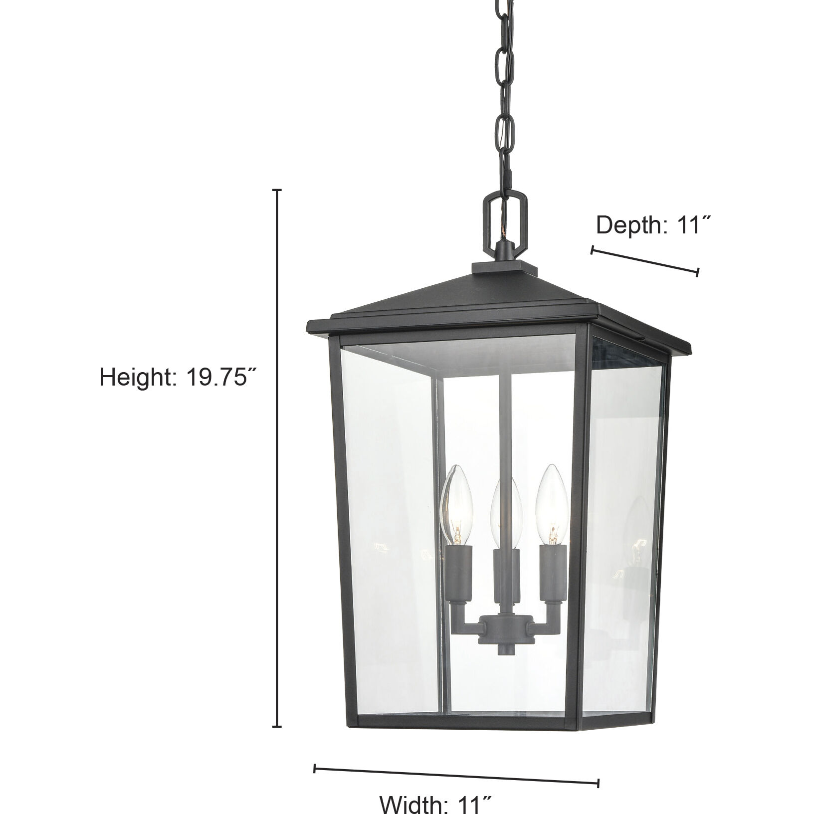 Fetterton 3 Light 11 inch Powder Coated Black Outdoor Hanging Lantern